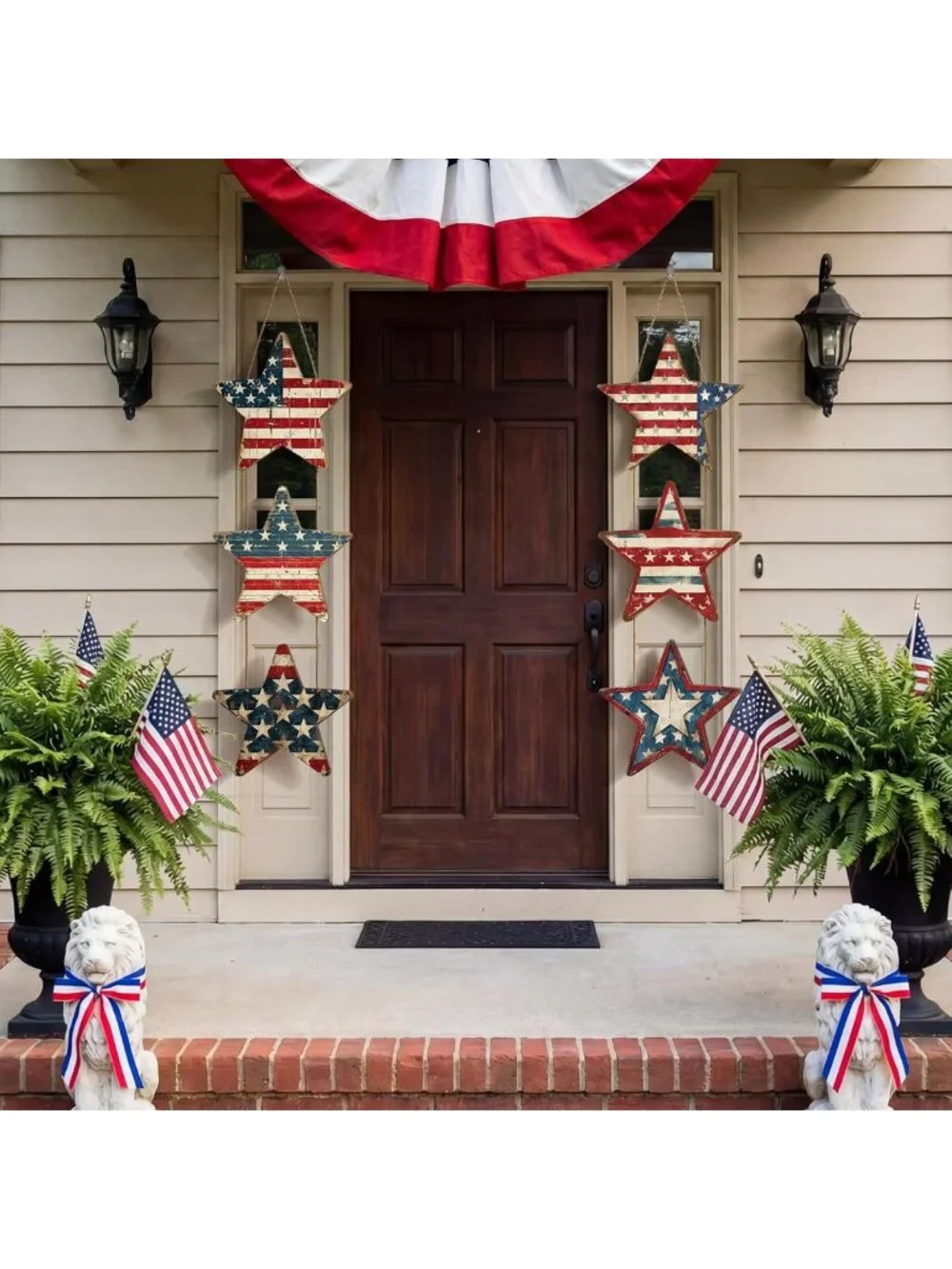 2 Pcs Patriotic Wooden Hanging Signs for 4th of July & Memorial Day Decor